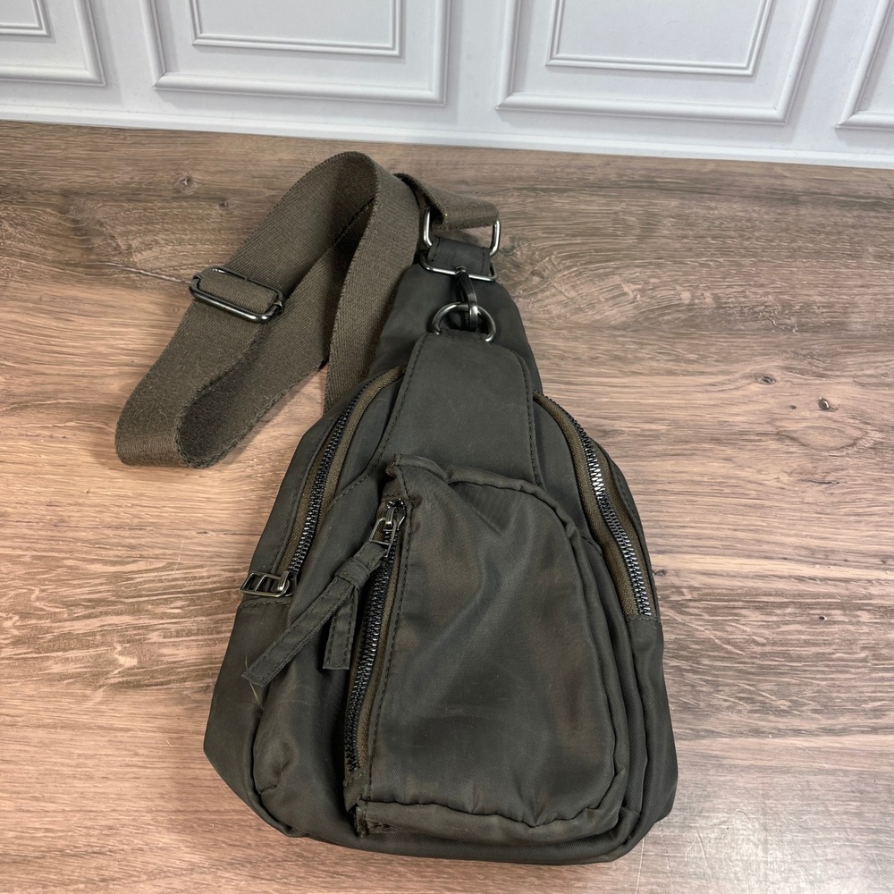 Maurices Sling Backpack Women Olive Green Nylon Crossbody Bag Adjustable